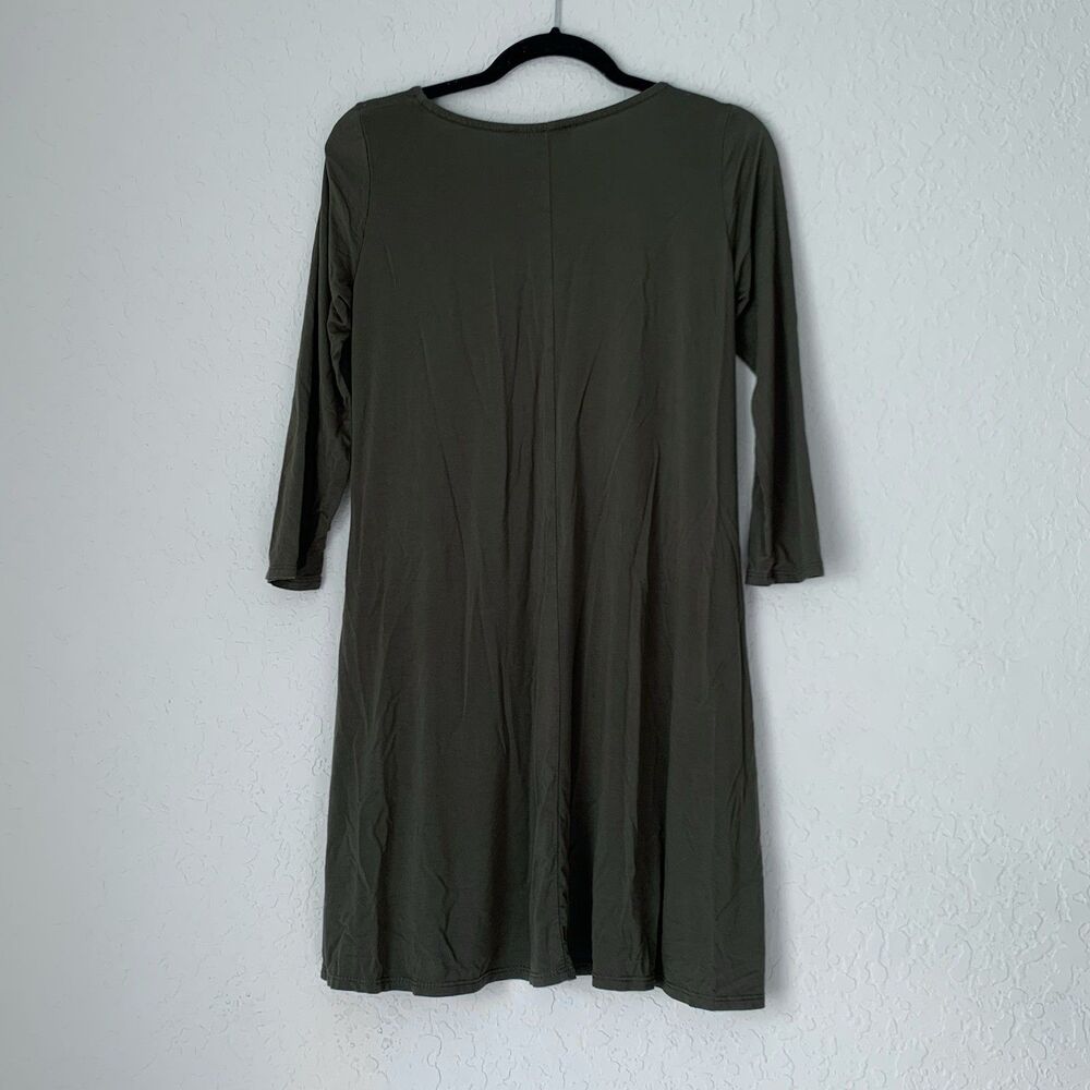 Lulus Twirl Power Dress Women M Olive Green 3/4 Sleeve TShirt Mini Stretch Fall‎